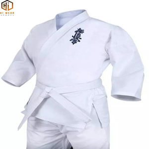 Haute qualité Kyokushin Dobok 100% coton dogi toile karaté uniforme Kimono Gi tissu pour enfants adultes, ceinture blanche gratuite - Product Image 3