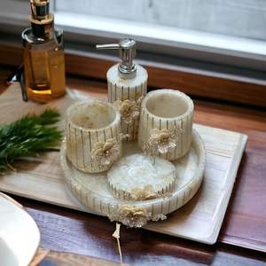 Ensemble de salle de bain décoratif en résine pour la maison, hôtel, meilleure vente, accessoires de salle de bain, distributeur de savon, gobelet, ligne de porte-savons - Product Image 3