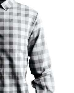 Chemise en flanelle à carreaux pour homme sur mesure, manches longues, boutonnée, décontractée, chaude pour l'hiver, chemise à carreaux, tissu doux, couleur noir et blanc, vente en gros - Product Image 3