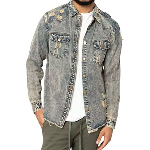 Veste en jean de haute qualité avec impression de logo personnalisé pour hommes femmes col montant tissu en toile technique teint uni service OEM - Product Image 2