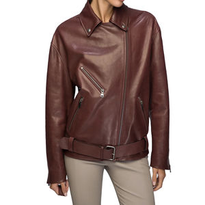 Chaquetas de Cuero para Mujer de Manga Larga, Ropa de Invierno, Chaqueta de Cuero Genuina para Mujer, Ajuste Entallado, Chaquetas de Cuero Personalizadas para Mujer - Product Image 1