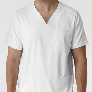 <b>Doctor</b> Uniforms Short Sleeve V-neck Tops Pocket Pants Scrubs <b>Set</b> Clothes Men Best Rate Uniform - Product Image 4