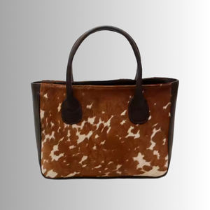 Nuevo Bolso de Mano de Cuero Personalizado para Mujer, Elegante, de Piel de Vaca con Pelo Natural, Bolso de Viaje para Portátil, 100% Genuino - Product Image 1
