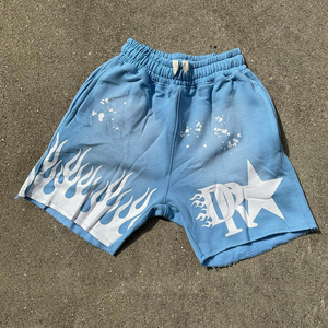 Vente en gros 100% coton respirant hommes lavage à l'acide Vintage entraînement Shorts de course concepteur personnalisé solide rue Hip Hop décontracté - Product Image 5