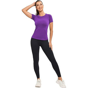 crew neck slim fit women <b>t</b> <b>shirt</b> short sleeve cotton casual plain lightweight <b>summer</b> top blank tee - Product Image 4