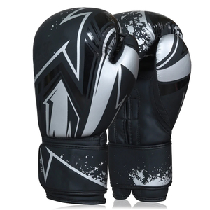 ถุงมือมวยหนังสีดำและสีเทาสำหรับฝึกซ้อม sparking MMA การต่อสู้ที่มีคุณภาพสูงอุปกรณ์ศิลปะการต่อสู้ - Product Image 1