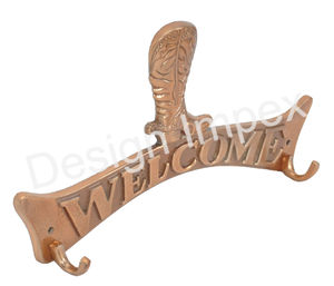 <b>Brushed</b> Rose Gold Hook Casted Metal Welcome Hooks With 2 Holder <b>Door</b> Wall Mount Equestrian Boot Design Antique Hooks Home Decor - Product Image 1