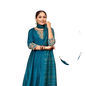 Derniers tissus polychinon de style indien Kurti avec broderie Collection Dupatta en viscose modale pour les occasions de mariage des filles - Product Image 2