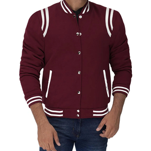 2026 OEM Custom Two Colors <b>Men's</b> Polyester/Cotton <b>Long</b> Sleeve Varsity <b>Jacket</b> for <b>Men</b> Winter Breathable & Windproof - Product Image 2