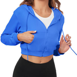 Sweat-shirts décontractés sur mesure, style streetwear, épaules tombantes, respirants, écologiques, en tricot, sweat-shirts courts pour femmes - Product Image 1