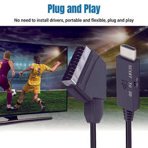 Convertisseur vidéo SCART vers HD alimenté par USB avec commutateur, connecteur type HDTV, câble adaptateur Plug & Play pour PS4, DVD, PC, sortie type DC - Product Image 3