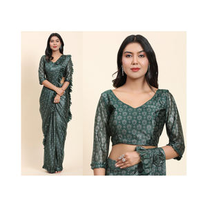 ชุดแต่งงานของนักออกแบบแฟชั่นเสื้อผ้าแนวพื้นเมืองอินเดียผ้าแฟนซีพร้อมงานฟอยล์ระดับพรีเมียม - Product Image 1