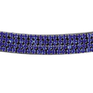 Banda con forma de onda para cejas de caballo, banda de cuero de grano superior con 4 filas de diamantes de imitación azules decorativos, costura resistente - Product Image 5