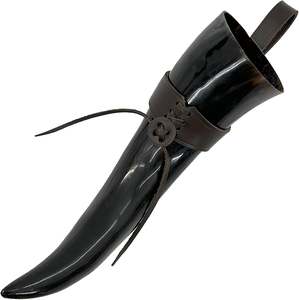Corne viking artisanale pour la consommation traditionnelle et l'exposition, corne viking pour fête sur le thème viking, bar avec support en cuir à bas prix - Product Image 1