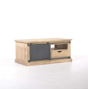 Meuble TV style industriel en bois massif et métal 100 cm - Detroit - Product Image 2