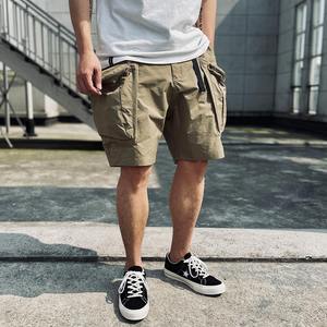 Streetwear 100% coton éponge pour hommes 6 pouces Shorts d'entraînement multi-poches Cargo pour hommes - Product Image 1
