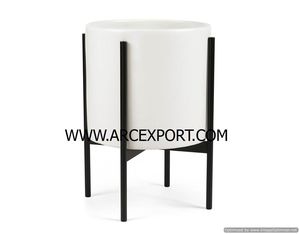 White Planter Gold Metal Stand New Design Stylish Large Modern Design Decorating Wholesale Best Quality Planter - Product Image 3