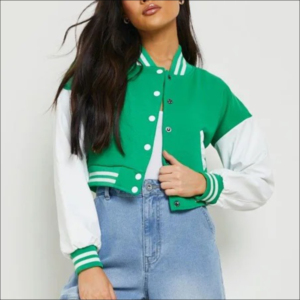 แจ็กเก็ตสตรีผ้าฝ้ายย้อมสีเสื้อแจ็คเก็ตเบสบอลมีกระดุมปักลาย - Product Image 3