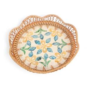 Assiette durable en nacre avec bord en rotin tressé pour la décoration de la maison écologique et le service de table en provenance du Vietnam - Product Image 3