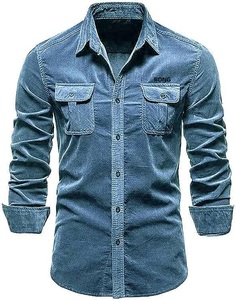 Trendy <b>Men's</b> Multi-Color Floral Pattern <b>Corduroy</b> Long Sleeve Casual <b>Shirt</b> Winter Fashion Bangladesh Competitive Price Cotton - Product Image 4