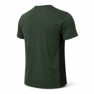 เสื้อยืดคอกลมสีเขียวป่าขายส่ง พร้อมแถบข้างสีดำ ผู้ผลิตเสื้อผ้าลำลองผู้ชายผ้าฝ้ายแบบกำหนดเอง - Product Image 4