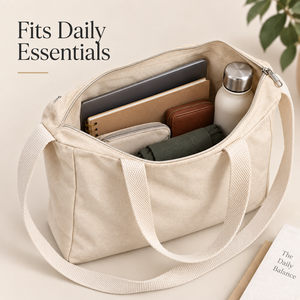 100% Cotton 330 GSM Heavy Canvas Sling <b>Tote</b> <b>Bag</b> 48 Inch Sling Strap <b>Zip</b> Closure Solid Color Women's Shopping <b>Bag</b> (Multi-Size) - Product Image 6