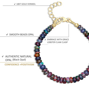 Natural Fire Ethiopian <b>Opal</b> Beaded <b>Bracelet</b> for Women Vintage Fire <b>Opal</b> Beaded <b>Bracelet</b> Black <b>Opal</b> Jewelry Gift for Her - Product Image 2