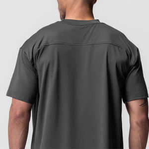 T-shirt gris foncé surdimensionné pour homme, streetwear, coupe ample, manches courtes, coton, décontracté, tee-shirt uni, haut de sport, impression de logo personnalisée - Product Image 5