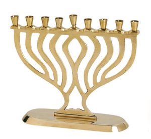 Vente en gros de "Our for Love Pewter" Menorah religieuse juive classique en laiton fini or Hanukkah Menorah Judaica Silver Hanukkah - Product Image 2