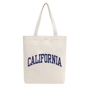 Customized Eco-Friendly 12oz Cotton Canvas Ladies <b>Beach</b> Tote Reusable Folding Shoulder <b>Bag</b> Letter Pattern Printed Logo <b>Cheap</b> - Product Image 2