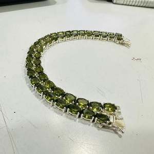 Bracelet Moldavite en Argent pour Homme Pierre Verte Naturelle Anniversaire Anniversaire Mariage Heureux Cadeau d'Amour - Product Image 5