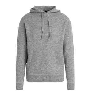 Gris Cordon Décoré Cou Tricot Casual Hiver Pull En Cachemire À Capuche En Cachemire pour Hommes - Product Image 1