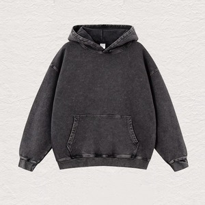 Logo personnalisé pull à capuche pour hommes lavage à l'acide en détresse pour impression bouffante broderie 3D poids lourd éponge française solide - Product Image 4