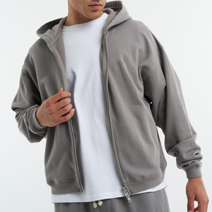 Sweat-shirts à capuche pour hommes de haute qualité, lourds, logo personnalisé, teinture unie, 100% coton, poche, streetwear décontracté pour l'hiver - Product Image 1