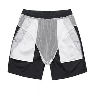 Cómodo verano moda lona Jogger Fitness Atlético trabajo al aire libre gimnasio desgaste con malla patrón sólido hombres pantalones cortos - Product Image 6