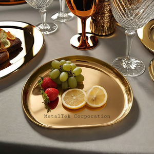 Plateau de service alimentaire doré Forme irrégulière Design moderne Acier inoxydable poli miroir Plateau de fruits de luxe pour la maison mariage restaurant - Product Image 5