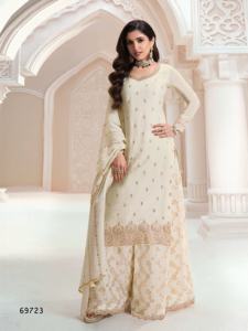 Designer Heavy Chinon Silk Long Pakistani <b>Suit</b> Elegant Wedding Wear Embroidered Top Plazzo Dupptta <b>Fancy</b> Style Salwar Clothing - Product Image 5