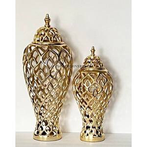 Brass Antique Finished Luxurious Quality Metal Made Stylish Fancy Texture Designer Flower Vase Home Decoration <b>Supplies</b> - Product Image 6