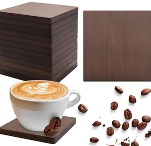 Sous-verre classique en bois de hêtre noir et noyer, 1 pièce, tapis de tasse isolant rétro, sous-verre absorbant carré pour la maison par le fabricant - Product Image 6