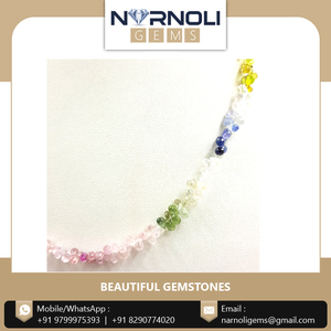Chaînes de perles facettées en saphir multicolores de forme goutte d'eau Briolette, corindon naturel arc-en-ciel pour lustres et bijoux de luxe - Product Image 6