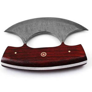 Venta al por mayor personalizado industrial de calidad superior OEM ODM servicio de acero inoxidable hacha para pizza hecho a mano HOJA DE Damasco vaina de cuero - Product Image 3