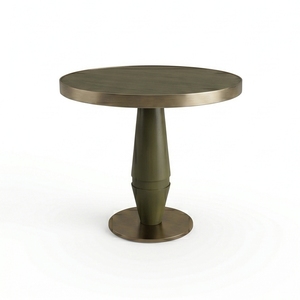 Mesa Redonda Moderna para Restaurante con Tapa de Vidrio y Base de Pedestal Metálico, Diseño Contemporáneo para Espacios Comerciales de Comedor - Product Image 2