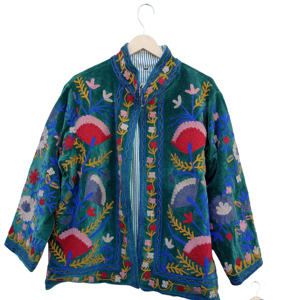 Veste style Suzani, manteau pour femme, motif à carreaux, doublure en coton, hiver, taille unique - Product Image 3