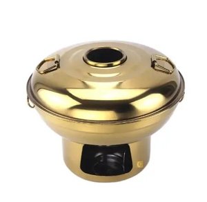 Modern Luxury Stainless Steel <b>Casseroles</b> Hot Pot <b>With</b> Charcoal Metal Gold Finished Hotpot <b>With</b> Cover Food Warmer - Product Image 1
