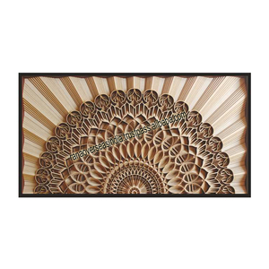 Paneles MDF montados en la pared de alta calidad al por mayor, diseño Mandala cortado con láser, detalles de madera multicapa para decoración de sala de estar - Product Image 1