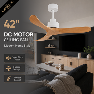 42 Inch Modern Solid Wood <b>Ceiling</b> <b>Fan</b> Without Light with <b>Remote</b> <b>Control</b> Downrod Mount <b>Ceiling</b> <b>Fan</b> for Living Room Bedroom - Product Image 1