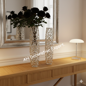 Vase en métal moderne mat doré avec poignées, centre de table portable pour mariage - Product Image 5