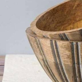 ชามไม้ผลไม้ทำด้วยมือมีลายลายเส้นที่สง่างามขัดเงาผิวธรรมชาติสำหรับการเสิร์ฟอย่างมีสไตล์ในงานปาร์ตี้ - Product Image 6