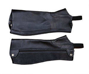 Demi-galon classique anglais haut de gamme en cuir noir, rembourrage doux et confortable, panneau élastique, fermeture éclair arrière, poche personnalisable pour - Product Image 3