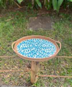 Exportation de vadrouille de haute qualité incrustée de résine plateau rond fait à la main vadrouille incrustée de résine plateau de service ustensiles de cuisine maison hôtels utilisés en Inde - Product Image 6